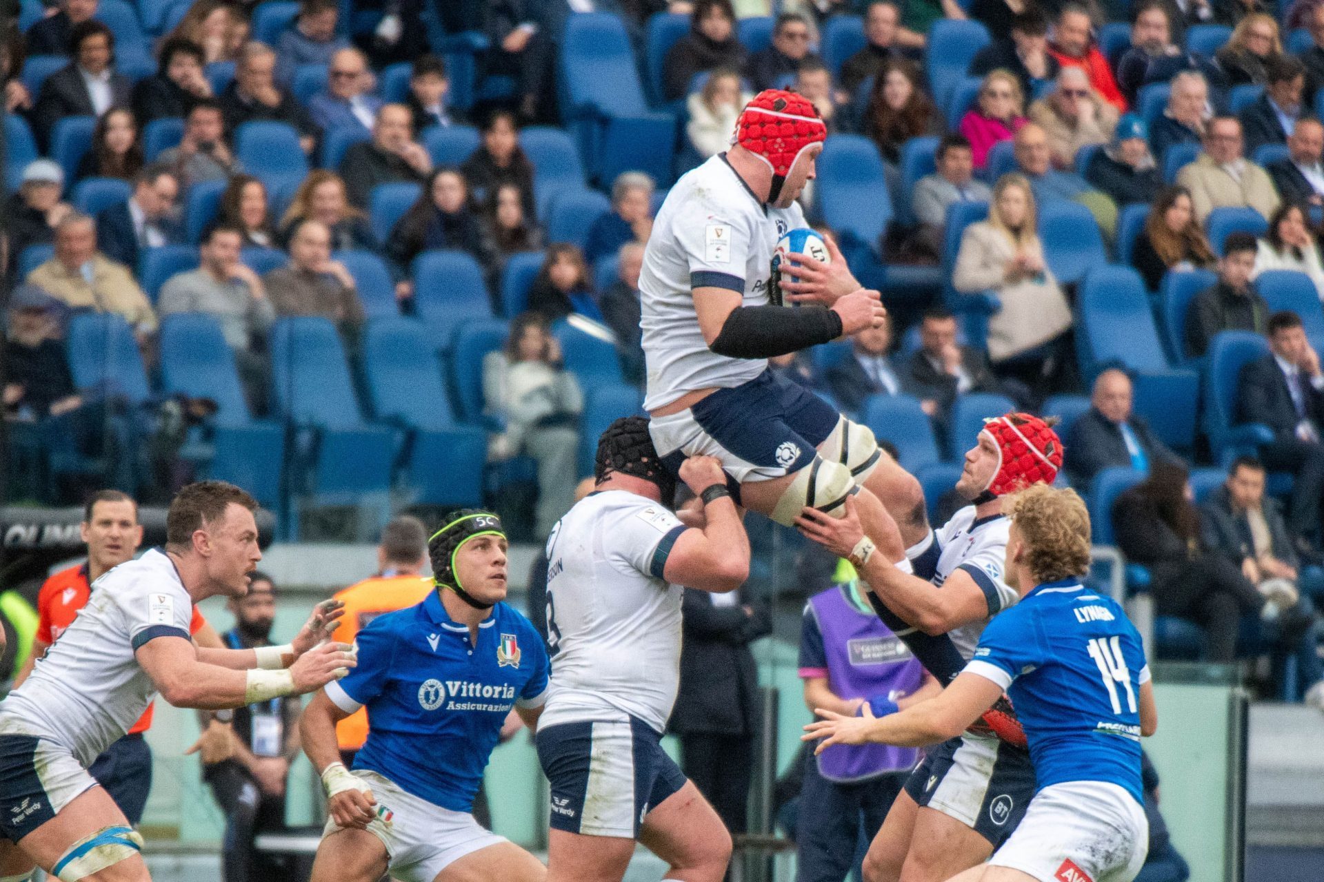 Match de Rugby du Tournoi des 6 Nations entre l'Italie et l'Ecosse au Stadio Olimpico de Rome